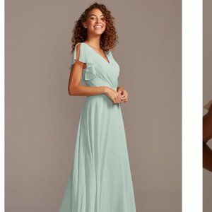 David's Bridal Flutter Sleeve Full Skirt Bridesmaid Dress